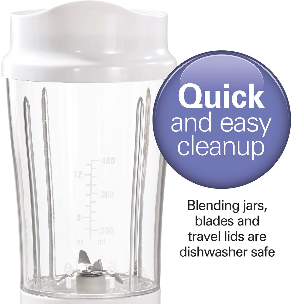 Hamilton Beach Smoothie Blender with 2 Travel Jars and 2 Lids (51102G) - gallery 4