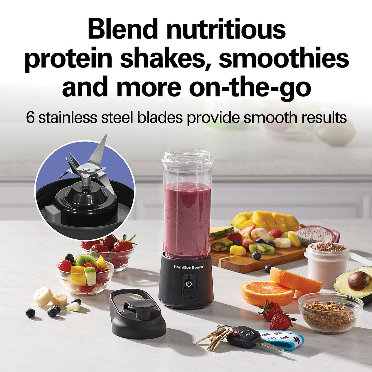 Hamilton Beach Blend Now Portable Cordless Blender, Black (51180J) - gallery 3