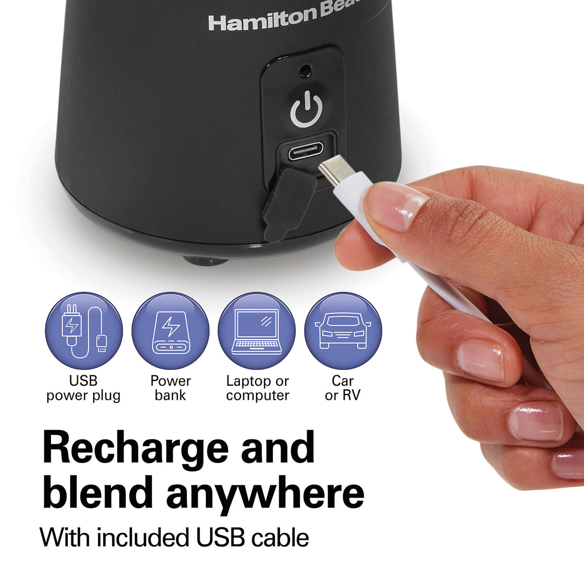 Hamilton Beach Blend Now Portable Cordless Blender, Black (51180J) - gallery 5