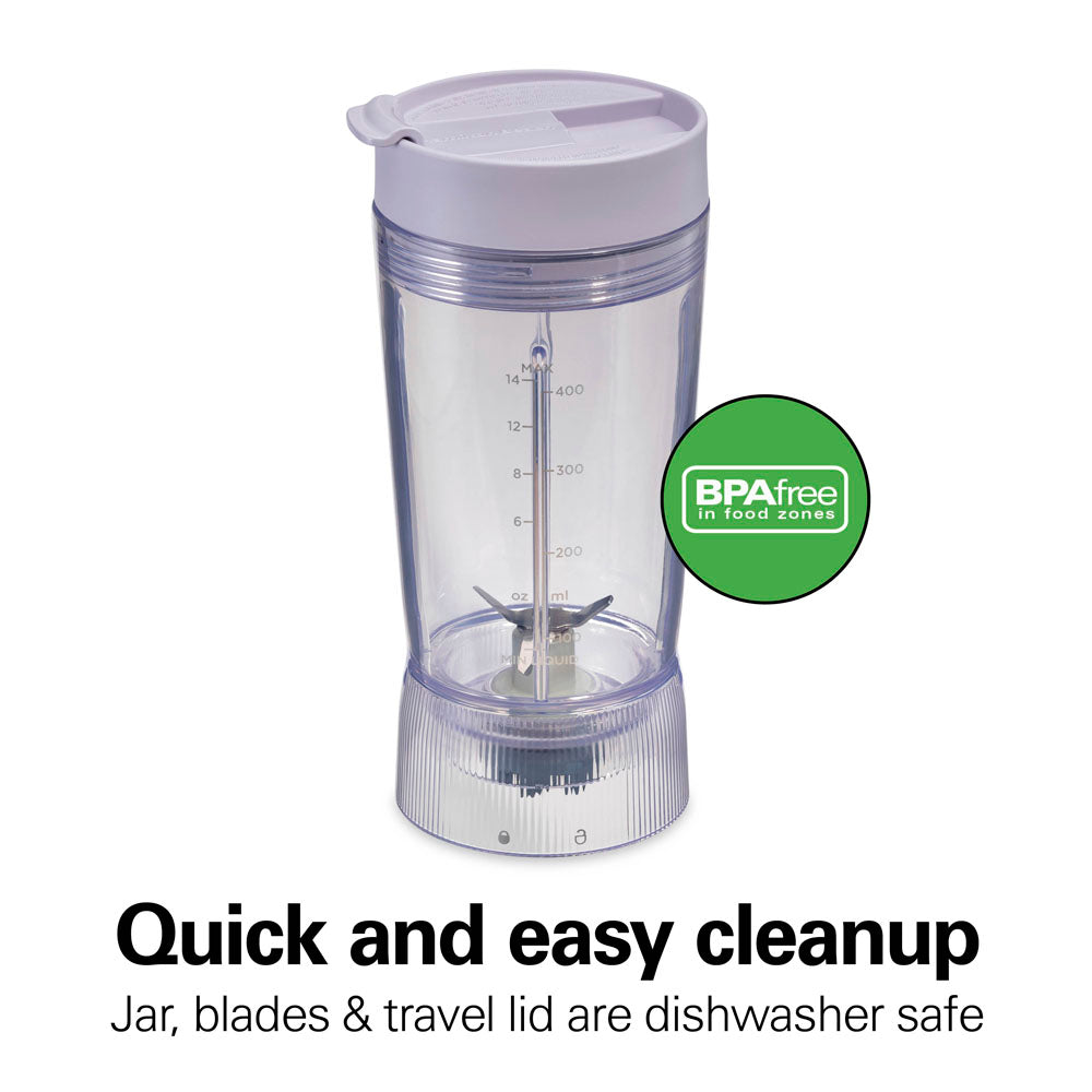 Hamilton Beach Personal Blender with Leak-Proof Travel Lid, Light Purple (51191G) - gallery 5