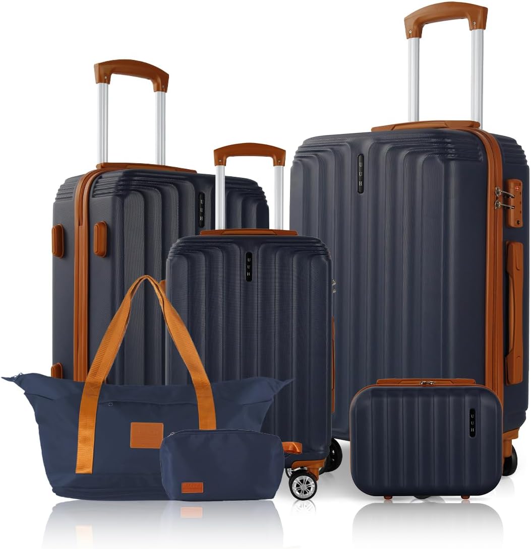 UUH 6-Piece Hardshell Luggage Set with TSA Locks