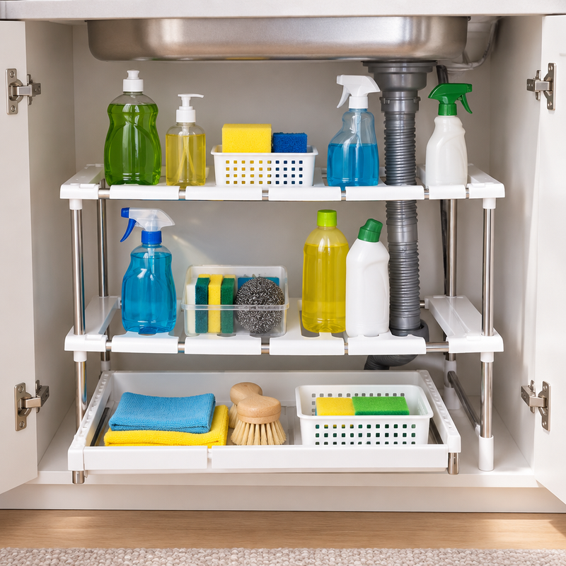 Roommark Under-Sink Kitchen Organizer in use