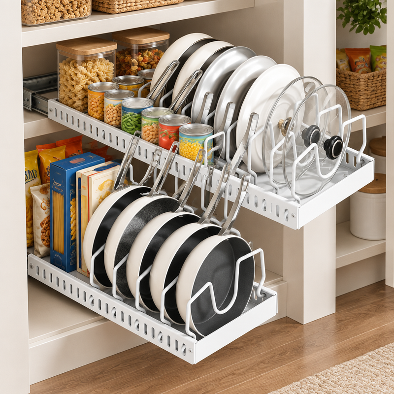 Roommark Kitchen Pantry Pull-Out Organizer in use