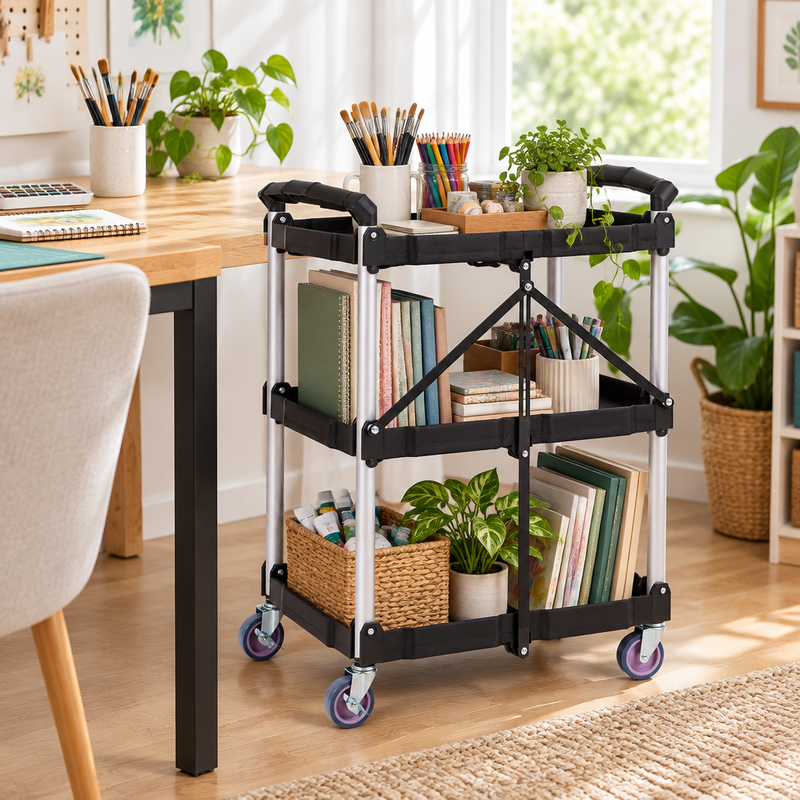 Roommark Rolling Storage Cart in use
