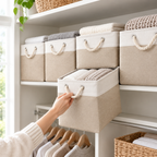 Roommark Fabric Closet Bins with Handles in use